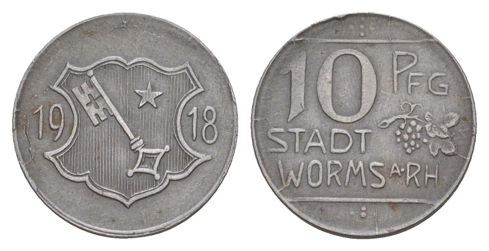 Вормс 10 пфеннигов 1918 Funck 613.2A, Men05 27640.2, Men18 34694.2 железо 4643-1017