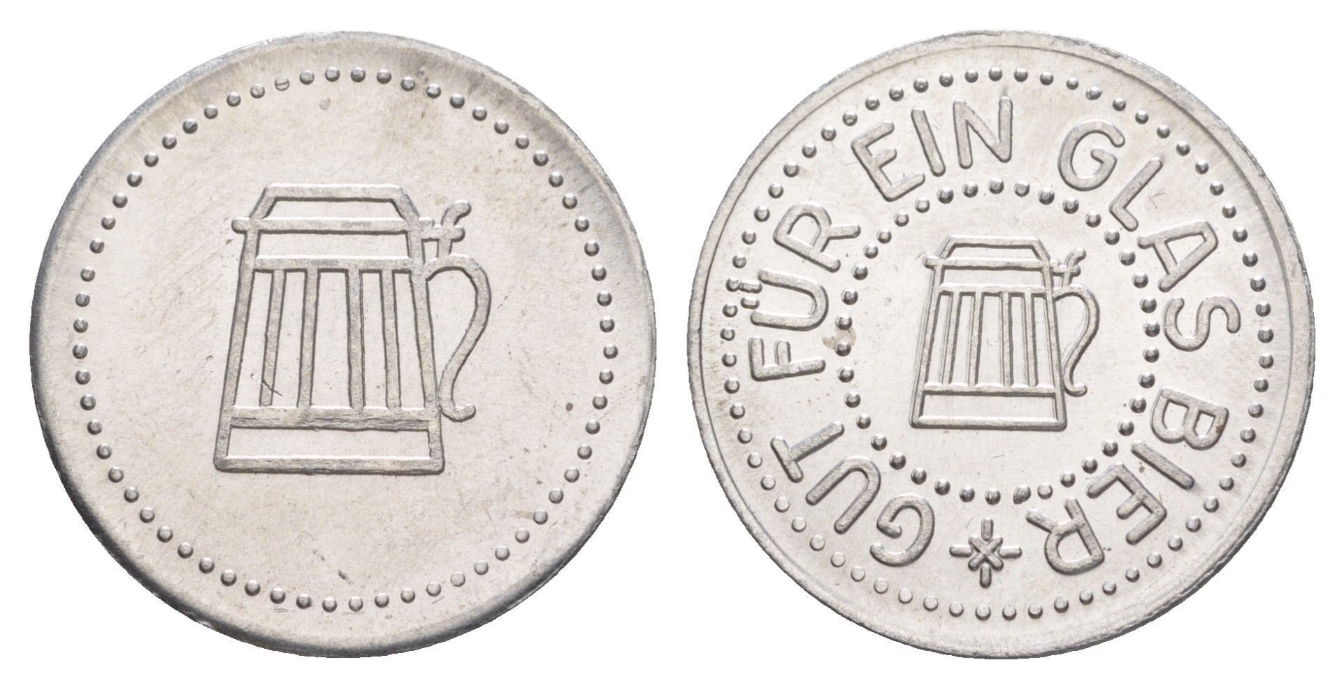 Германия жетон в 1 "стакан пива" ND диаметр 24 мм, вес 1,1 гр алюминий UNC 4638-847