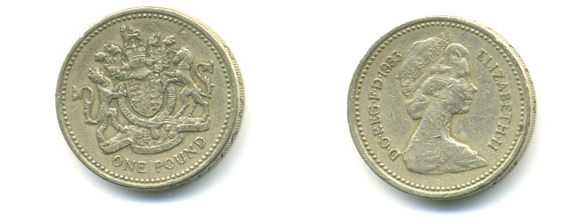 Великобритания 1 фунт 1983 Елизавета II (1952-2022) KM 933, Spink 4221 никель латунь 59-134