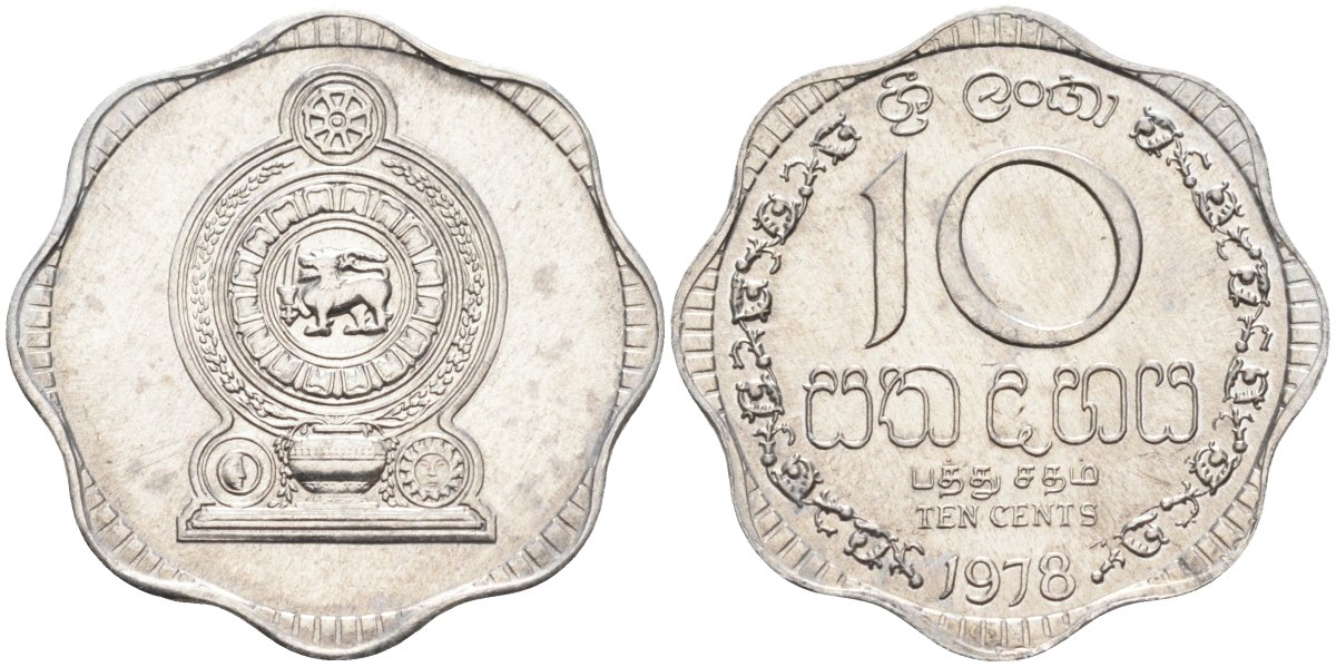 Цейлон 10 центов 1978 KM 140 a алюминий 4586-326