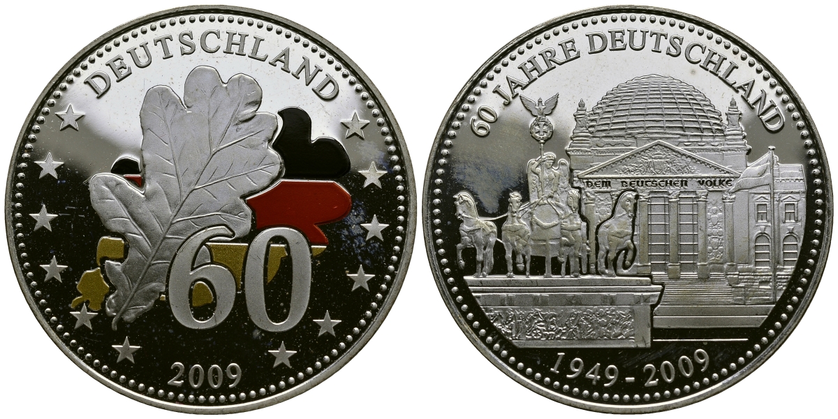 ГЕРМАНИЯ МЕДАЛЬ 2009 1949-2009 60 ЛЕТ ФРГ 35мм 17,4гр PROOF 1527-1225