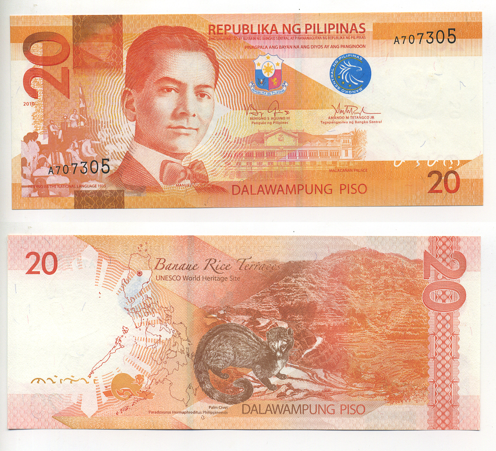 ФИЛИППИНЫ 20 ПЕСО 2010 Pick 206a бумага UNC (ПРЕСС) 6300-9-1-1