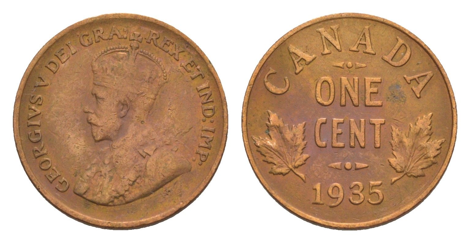 Канада 1 цент 1935 Георг V (1910-1936) KM 28 бронза 4639-249