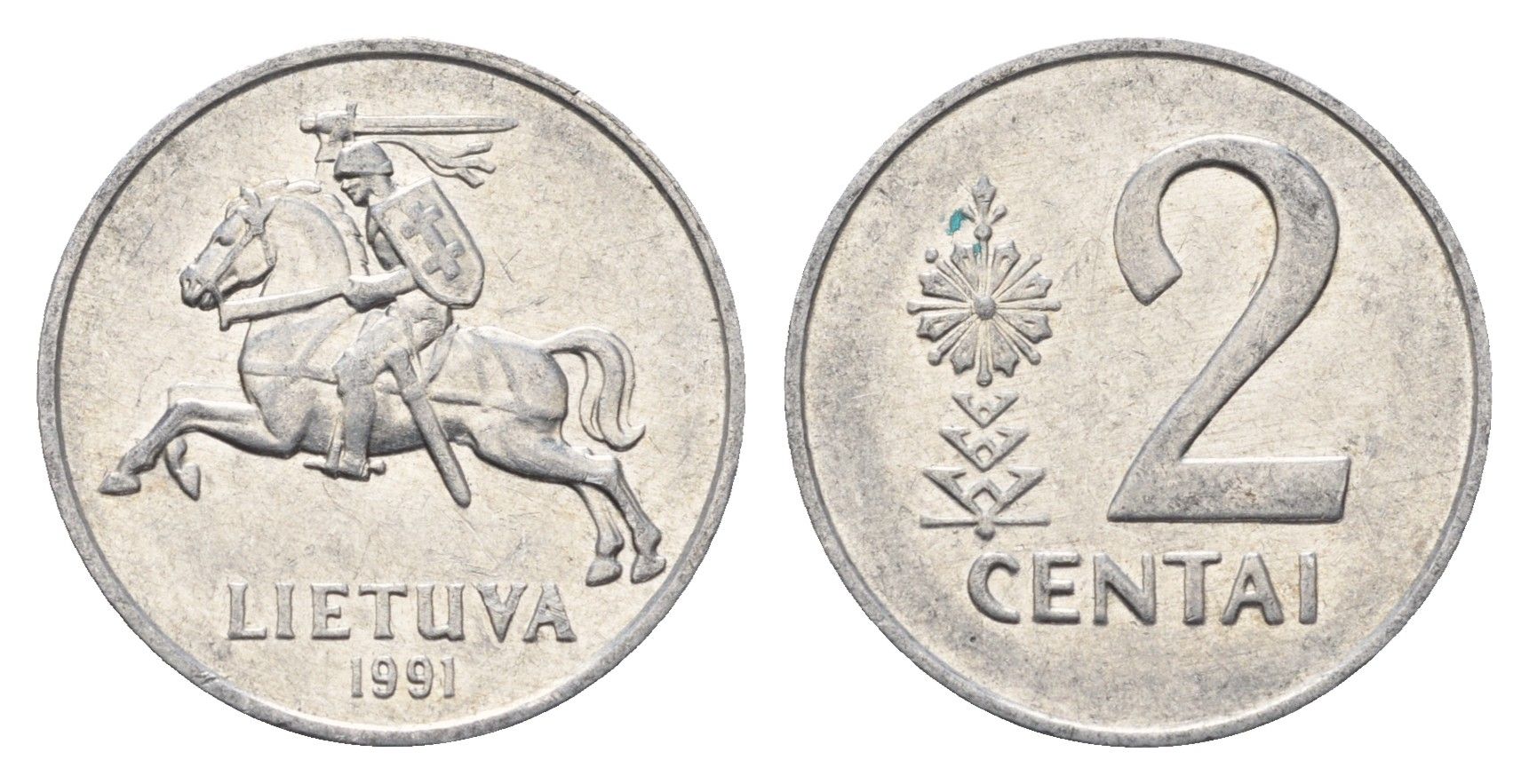 Литва 2 цента (сента) 1991 год-тип KM 86 алюминий aUNC 4689-1041