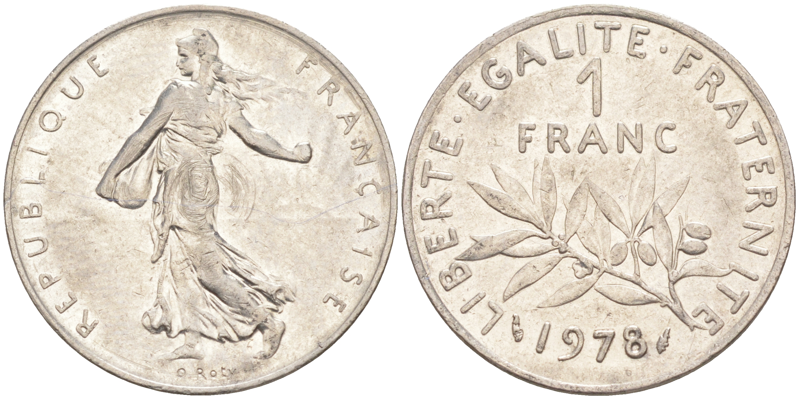Франция 1 франк 1978 сеятель KM 925.1, Le Franc 226.23 никель 4513-815