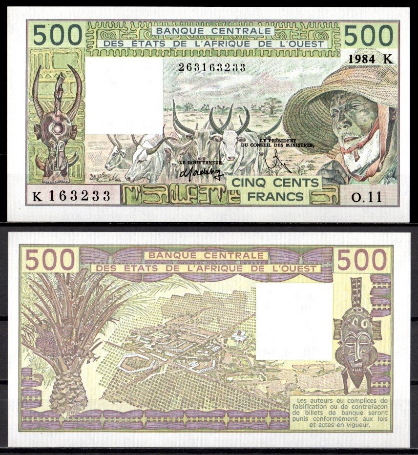 Западная Африка, Сенегал 500 франков 1984 Pick 706 Kg бумага UNC (пресс) 7214-19-4-2