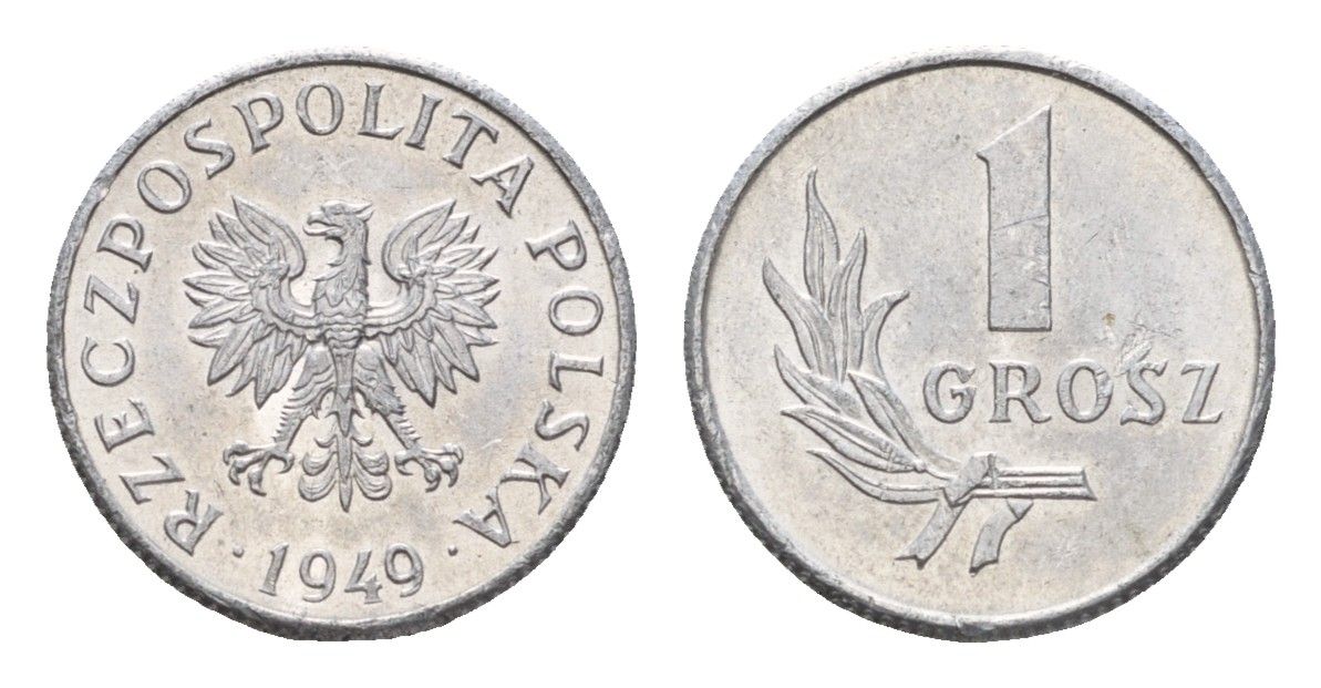 Польша 1 грош 1949 Y 39 алюминий UNC 4674-932