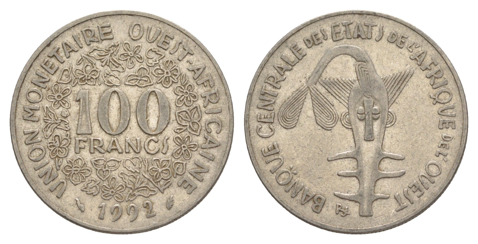 Западная Африка (BCEAO) 100 франков 1992 Центральный банк государств Западной Африки KM 4 никель 4642-337
