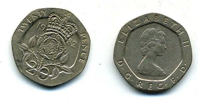 Великобритания 20 пенсов 1982 Елизавета II (1952-2022) KM 931, Spink 4230 (G1) медно-никель 4110-941