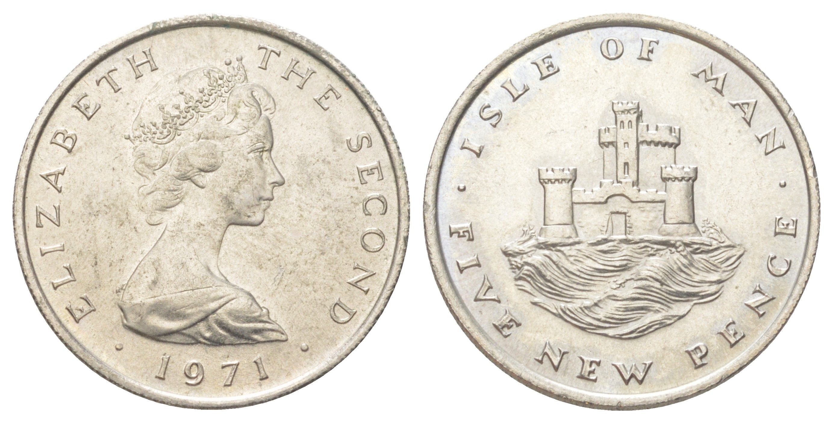 Остров Мэн 5 пенсов 1971 KM 22 медно-никель aUNC 4624-345