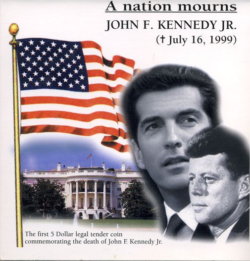 Либерия 5 долларов 1999 Джон Кеннеди (младший), буклет KM 593 медно-никель UNC 6-5-2-20