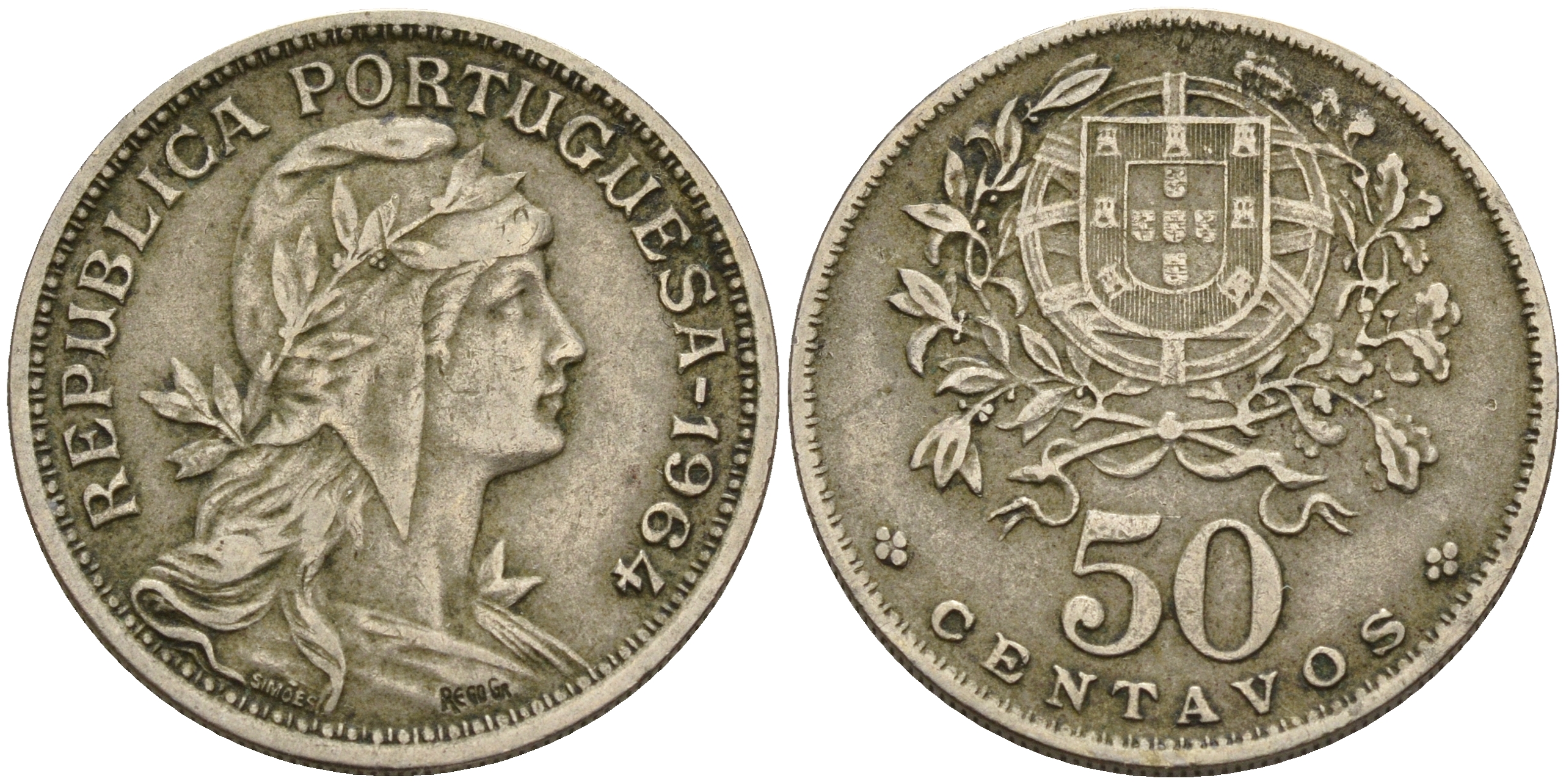 Португалия 50 сентаво 1964  KM 577 медно-никель    4153-121