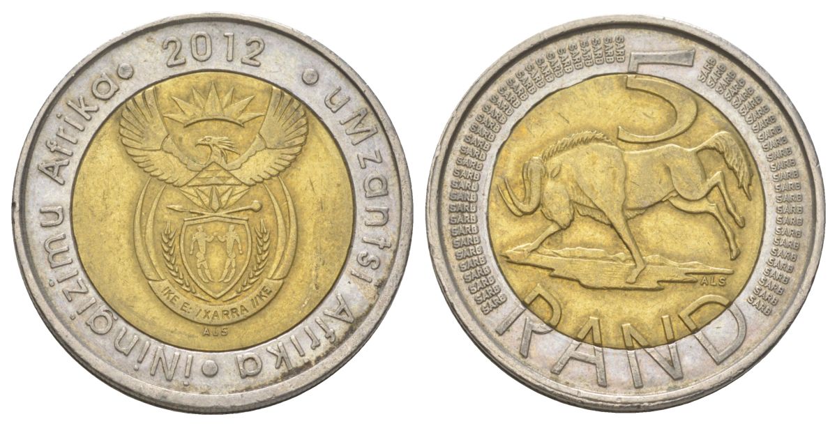 ЮАР 5 рандов 2012 KM 555 биметалл 4626-914