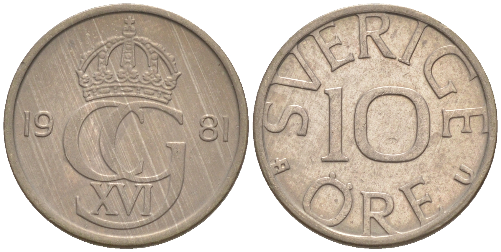 Швеция 10 эре 1981 U Карл XVI Густав (1973- ) KM 850 медно-никель UNC 187-831