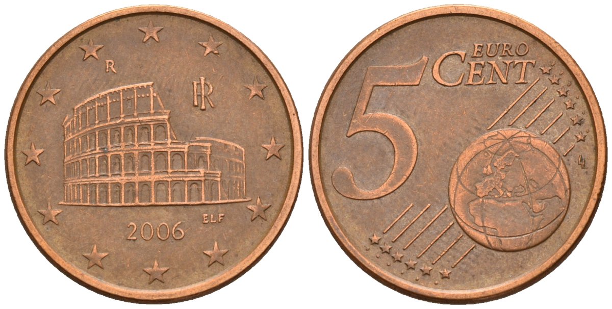 Италия 5 евроцентов 2006 KM 212 сталь плакированная медью 4147-744