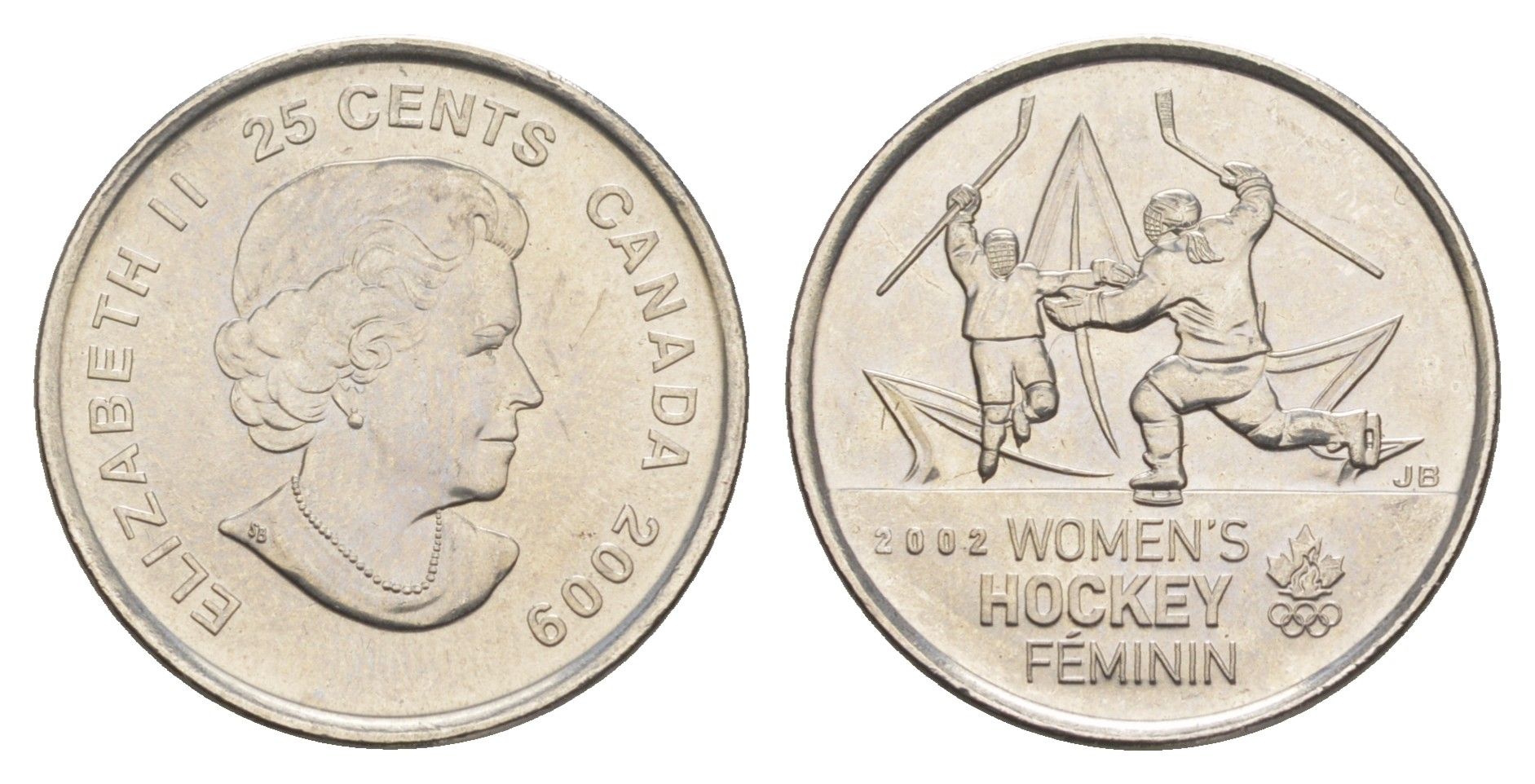 Канада 25 центов 2009 Победа мужской сборной по хоккею на олимпиаде Солт-Лейк-Сити 2002 KM 1064 сталь плакированная никелем UNC 4652-1146