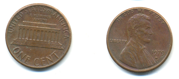 США 1 ЦЕНТ 1979 D ЛИНКОЛЬН KM 201 медь цинк 86-115