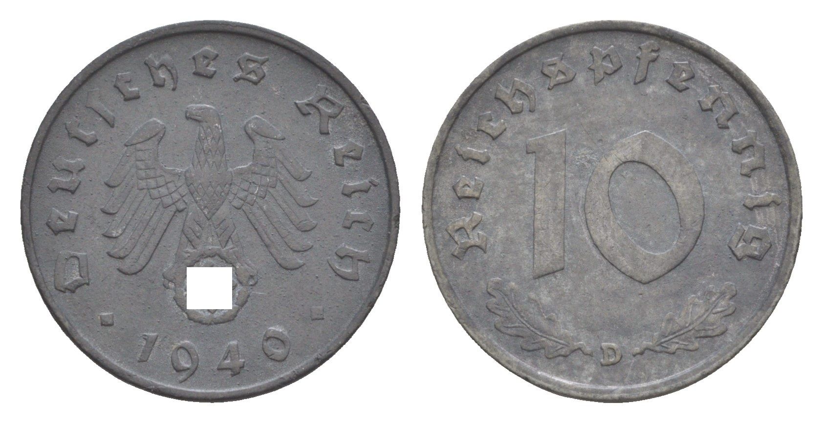 Германия 10 рейхспфеннигов 1940 D KM 101, J. 371 цинк 4647-826