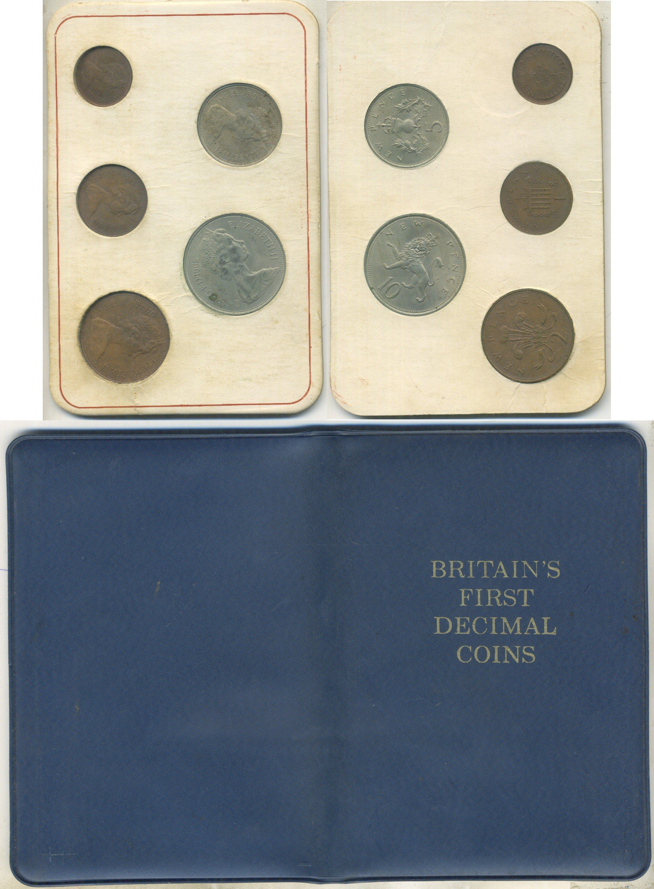 Великобритания набор из 5 монет (1/2, 1, 2, 5 и 10 пенсов) 1968-1971 в подарочной упаковке 8-2-06-26