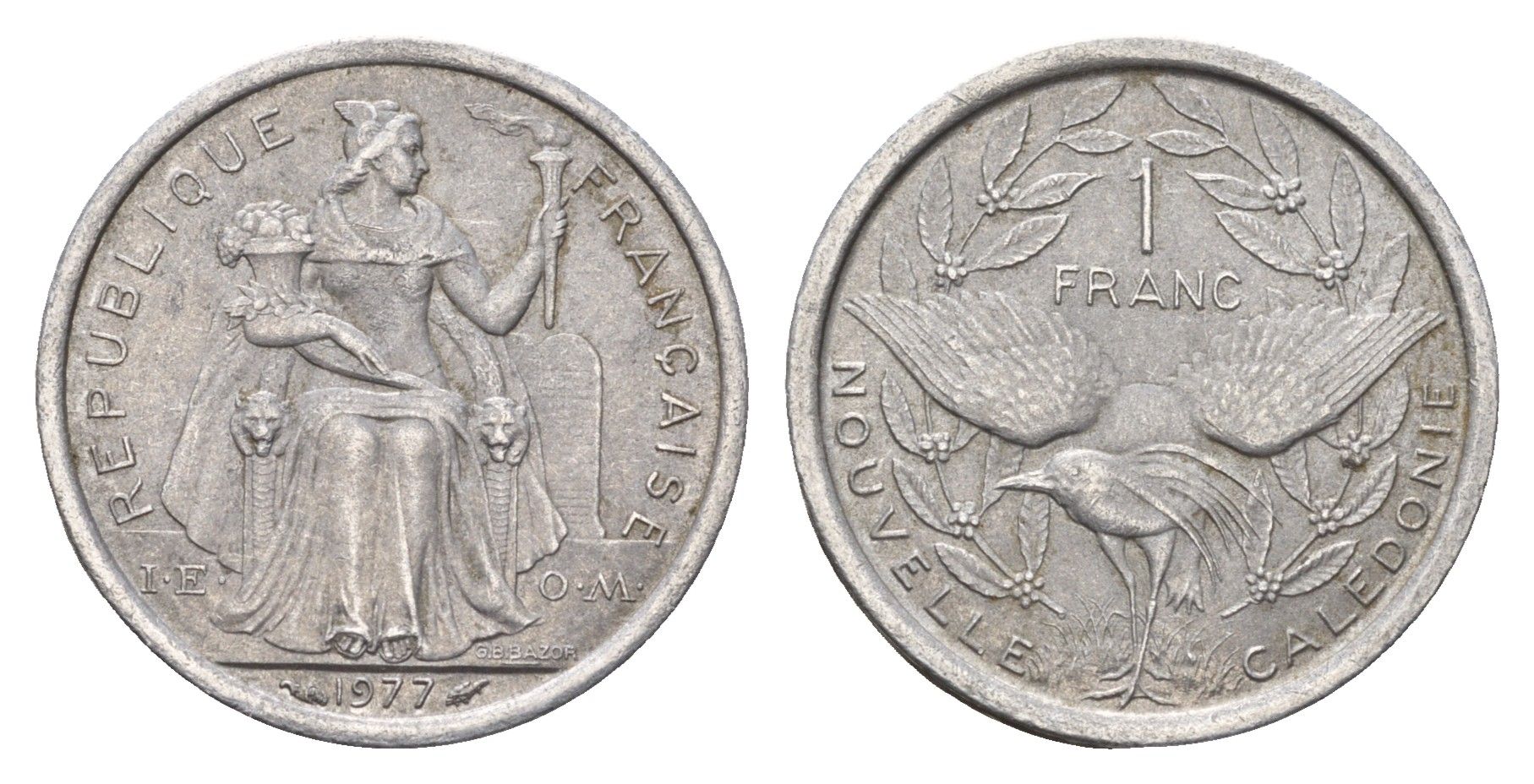 Новая Каледония 1 франк 1977 KM 10 алюминий 181-853