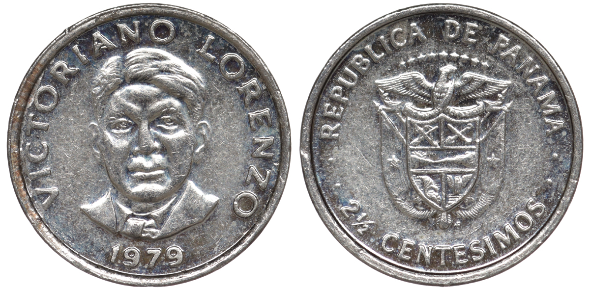Панама 2 1/2 сентесимо 1979 Викториано Лоренсо, толстая KM 34.1 медь плакированная медно-никелем UNC 4594-713