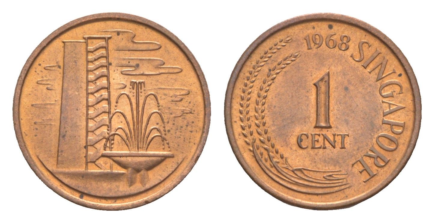 Сингапур 1 цент 1968 KM 1 бронза UNC 4643-322