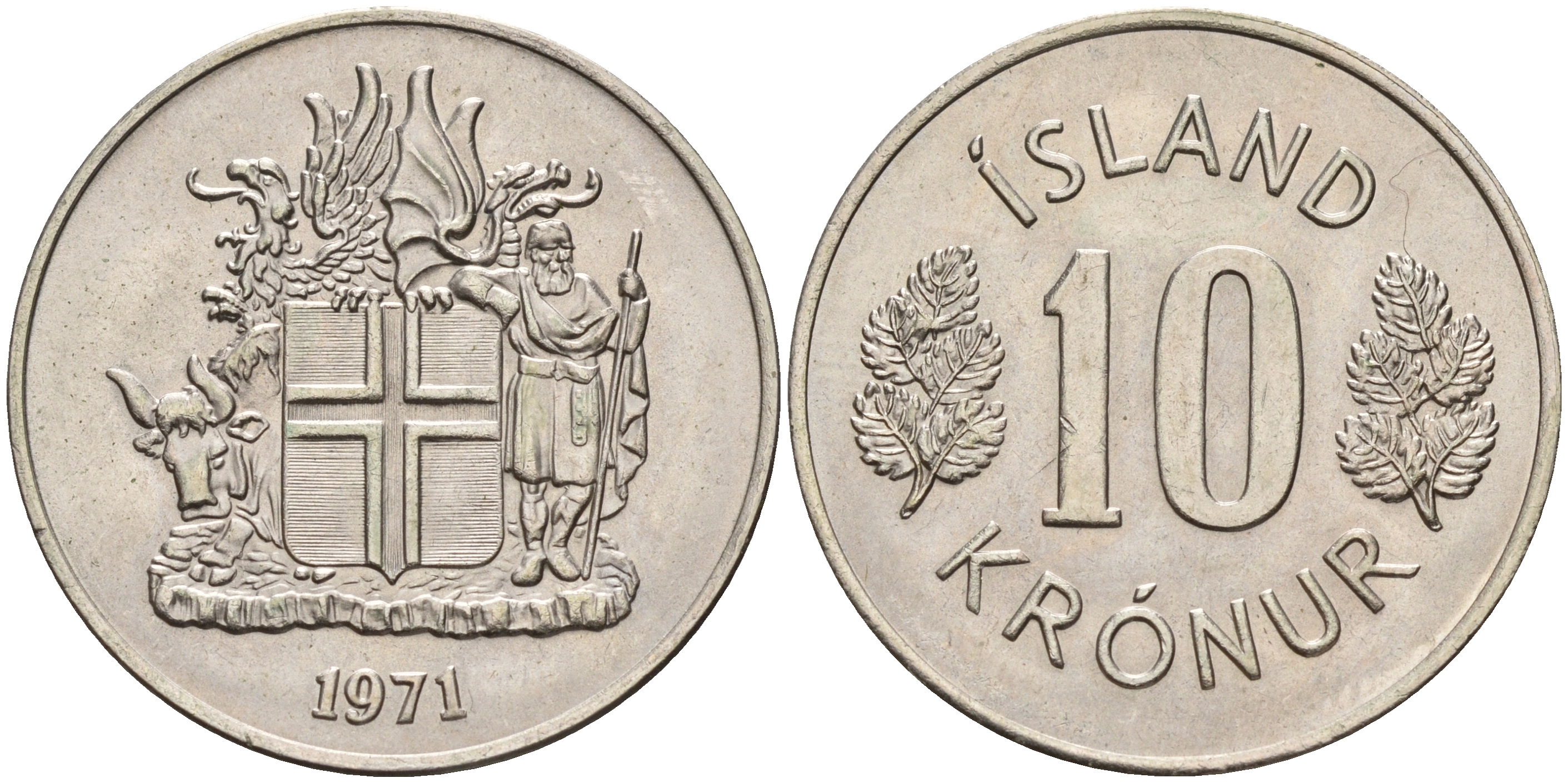 Исландия 10 крон 1971  KM 15 медно-никель    4143-217