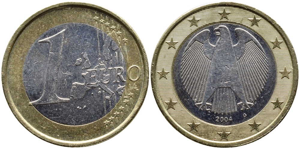 ФРГ 1 евро 2004 G KM 213 биметалл 4390-1053