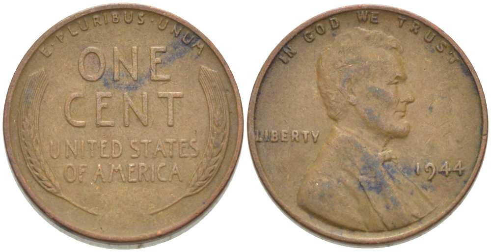 США 1 ЦЕНТ 1944 ЛИНКОЛЬН KM А132 медь цинк 218-922