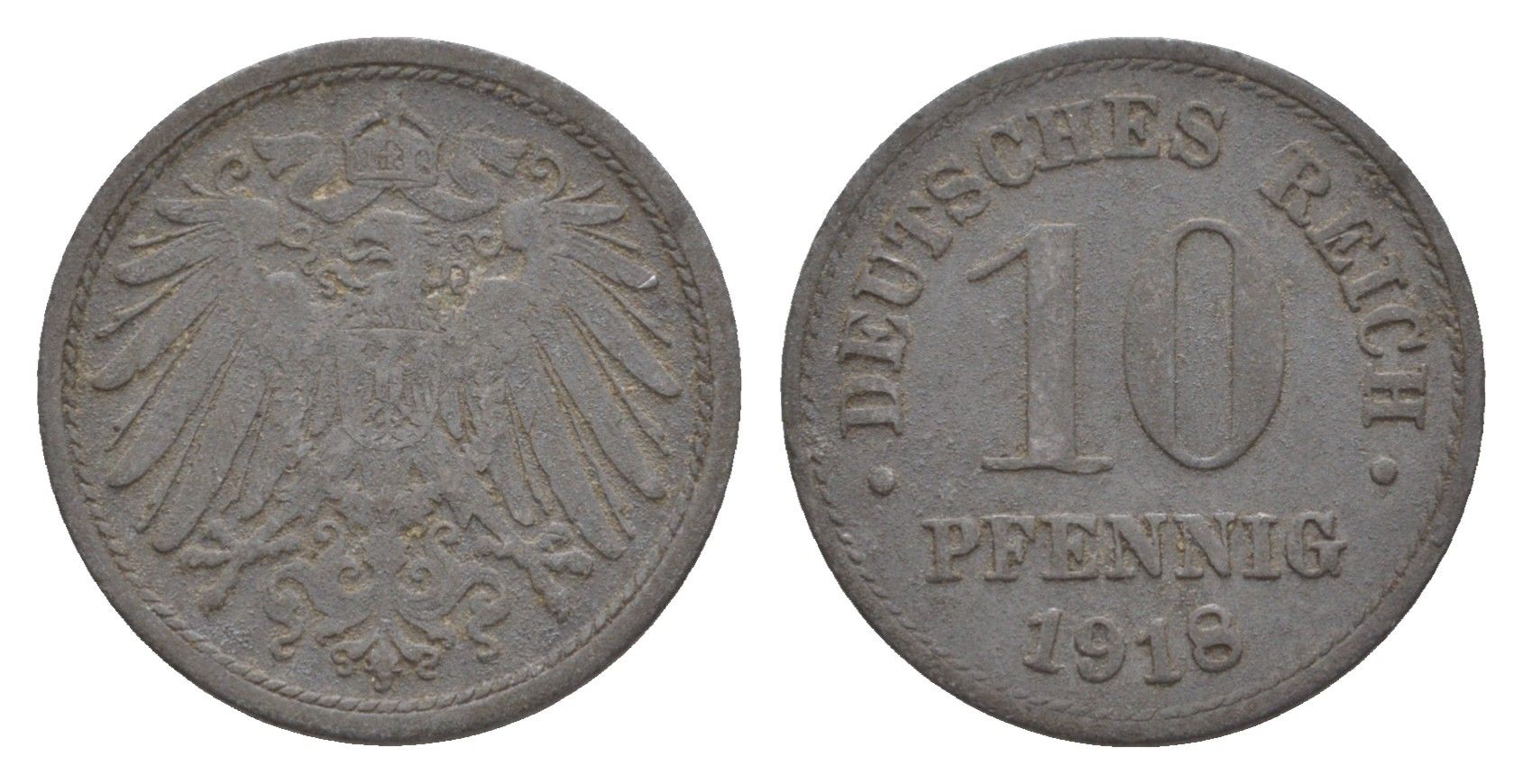 Германия 10 пфеннигов 1918 KM 26, J. 299 цинк 4659-153