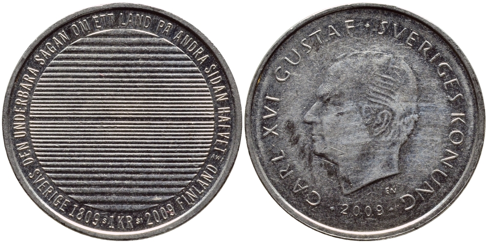 Швеция 1 крона 2009 Карл XVI Густав (1973- ) KM 894 медно-никель 84-641