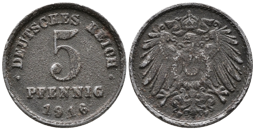 ГЕРМАНИЯ 5 ПФЕННИГОВ 1916 F KM 19, J. 297 железо 39-248