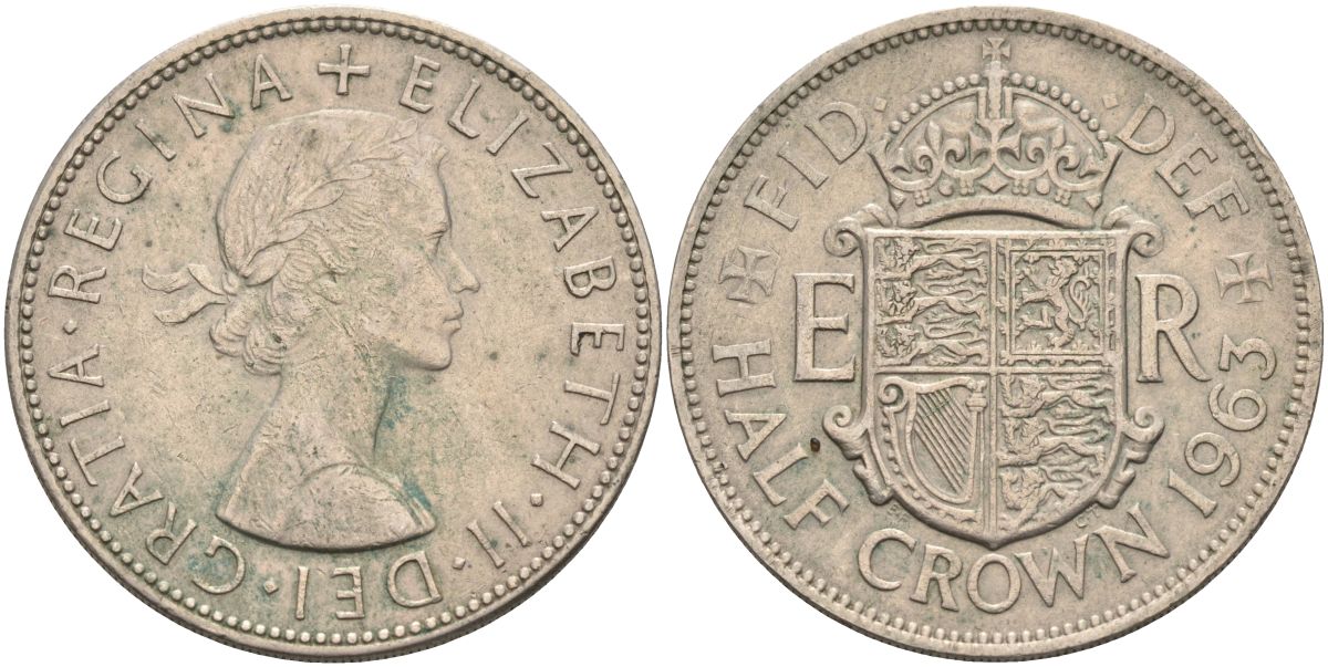 Великобритания 1/2 кроны 1963 Елизавета II (1952-2022) KM 907, Spink 4145 медно-никель 4117-945