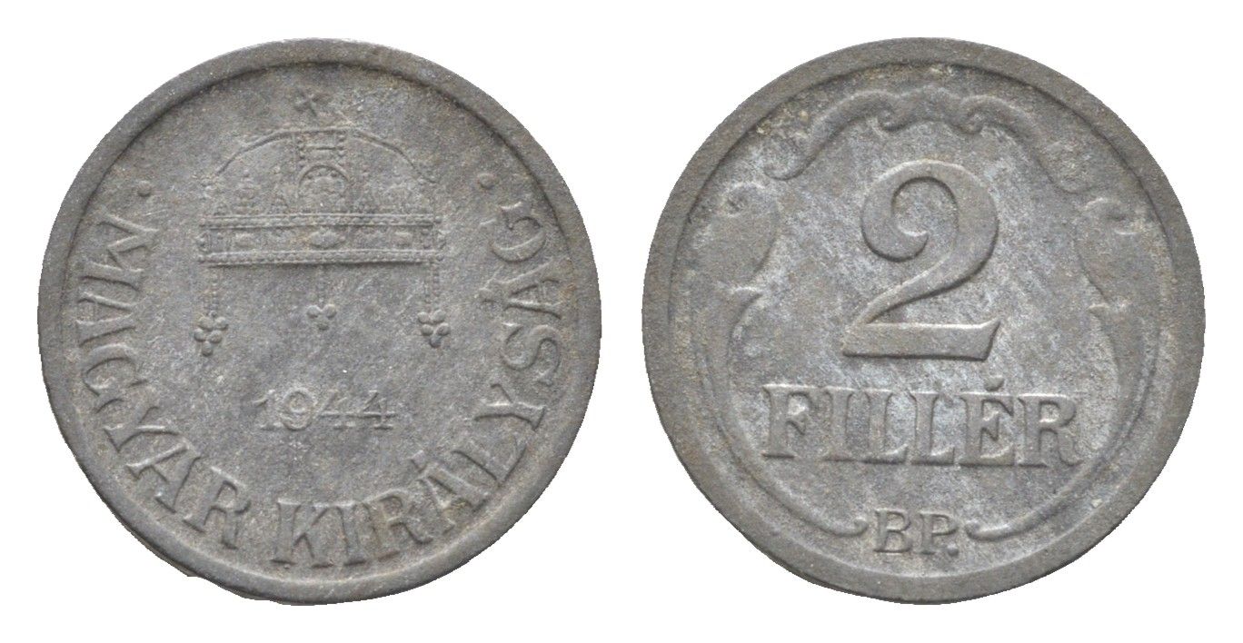 Венгрия 2 филлера 1944 BP KM 519 цинк 4665-618