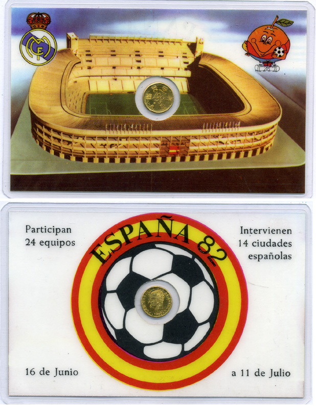 ИСПАНИЯ ЖЕТОН МОНЕТОВИДНЫЙ 1982 ЧЕМПИАНАТ МИРА ПО ФУТБОЛУ В ИСПАНИИ 1982 ГОДА, ХУАН КАРЛОС, В ЗАПАЙКЕ 7-7-35