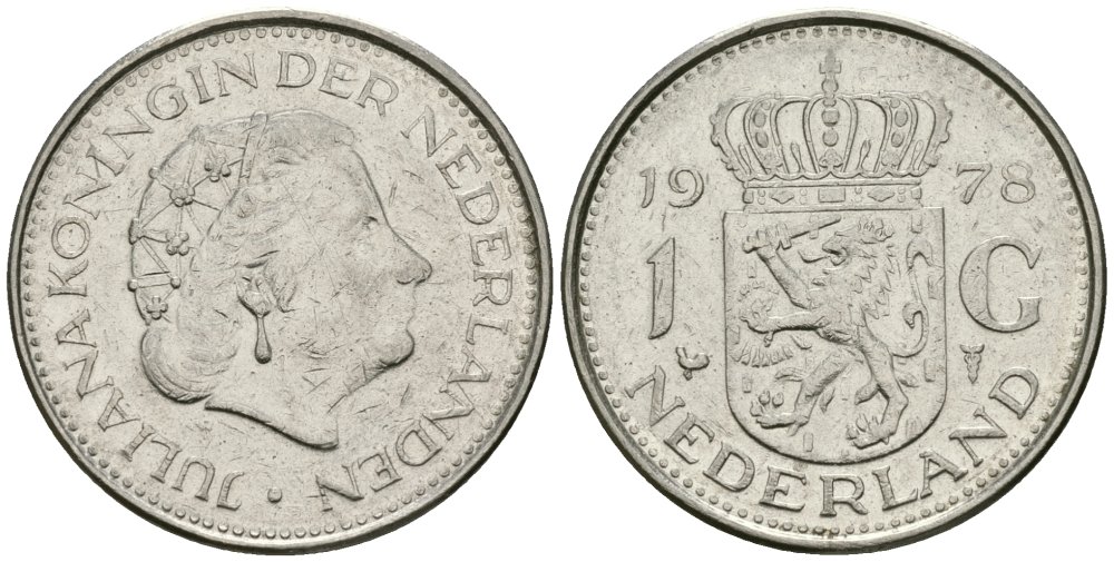 Нидерланды 1 гульден 1978 Юлиана (1948-1980) KM 184a никель 4579-546