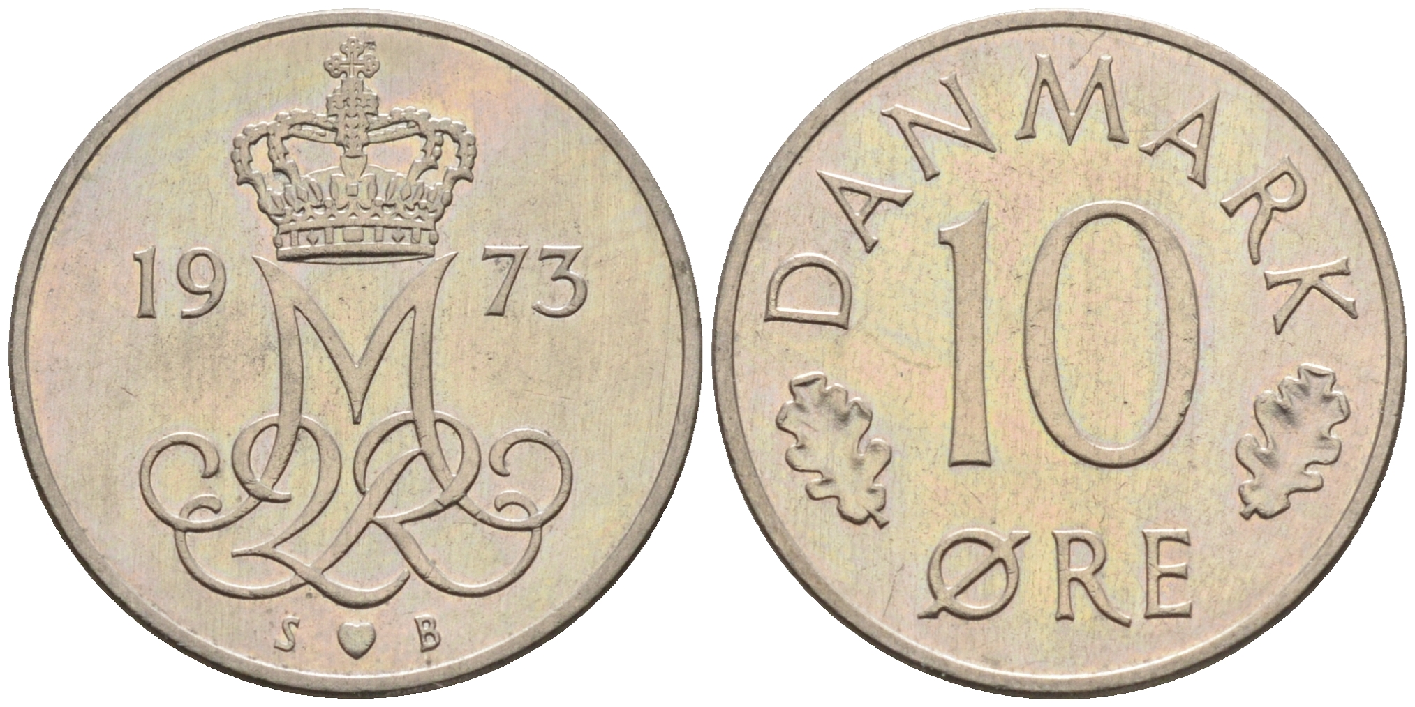 Дания 10 эре 1973 S. B, Маргрете II (1972-) КМ 860.1 медно-никель    4169-314