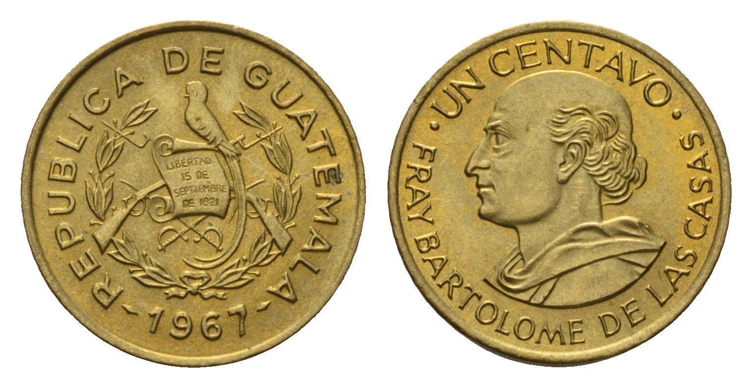 Гватемала 1 сентаво 1967 KM 265 латунь UNC 4623-1032