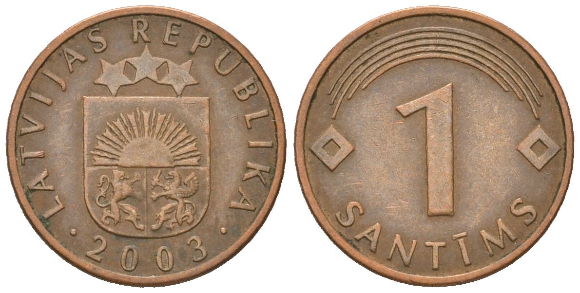Латвия 1 сантим 2003 KM 15 сталь плакированная медью 4532-769