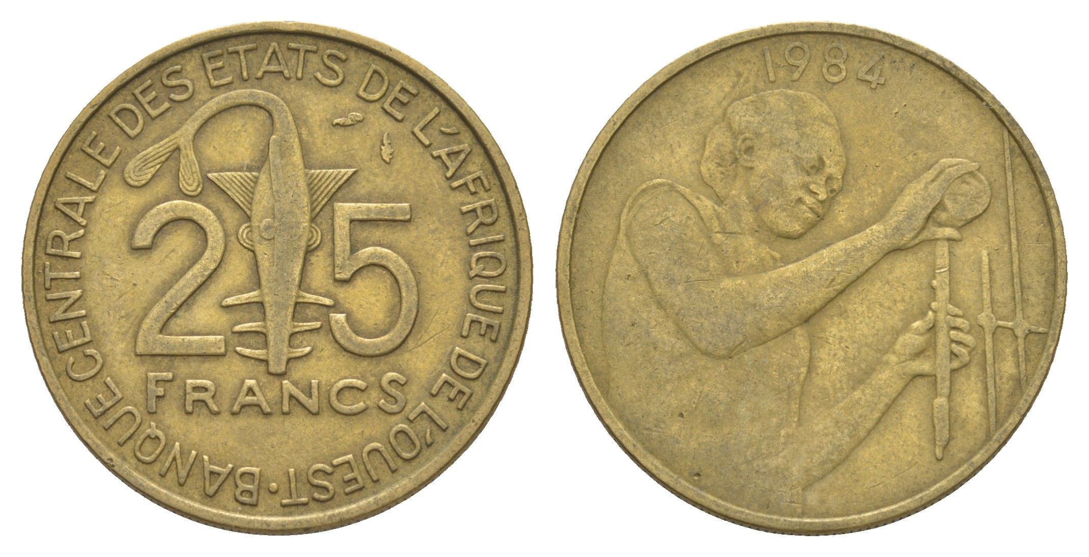 Западная Африка (BCEAO) 25 франков 1984 KM 9 алюминиевая бронза 4612-1252