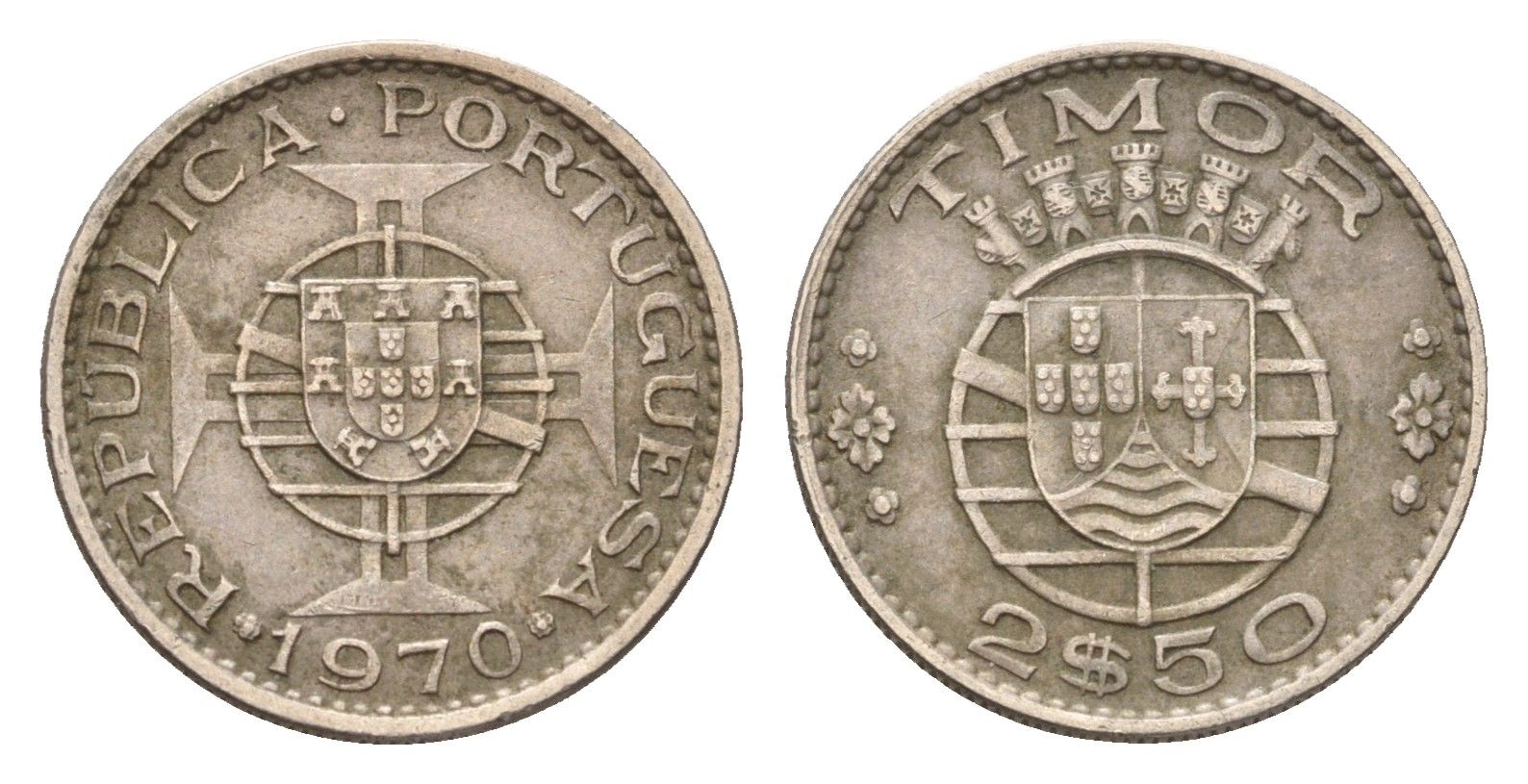 Португальский Тимор 2,5 эскудо 1970 год-тип KM 20 медно-никель 4669-739