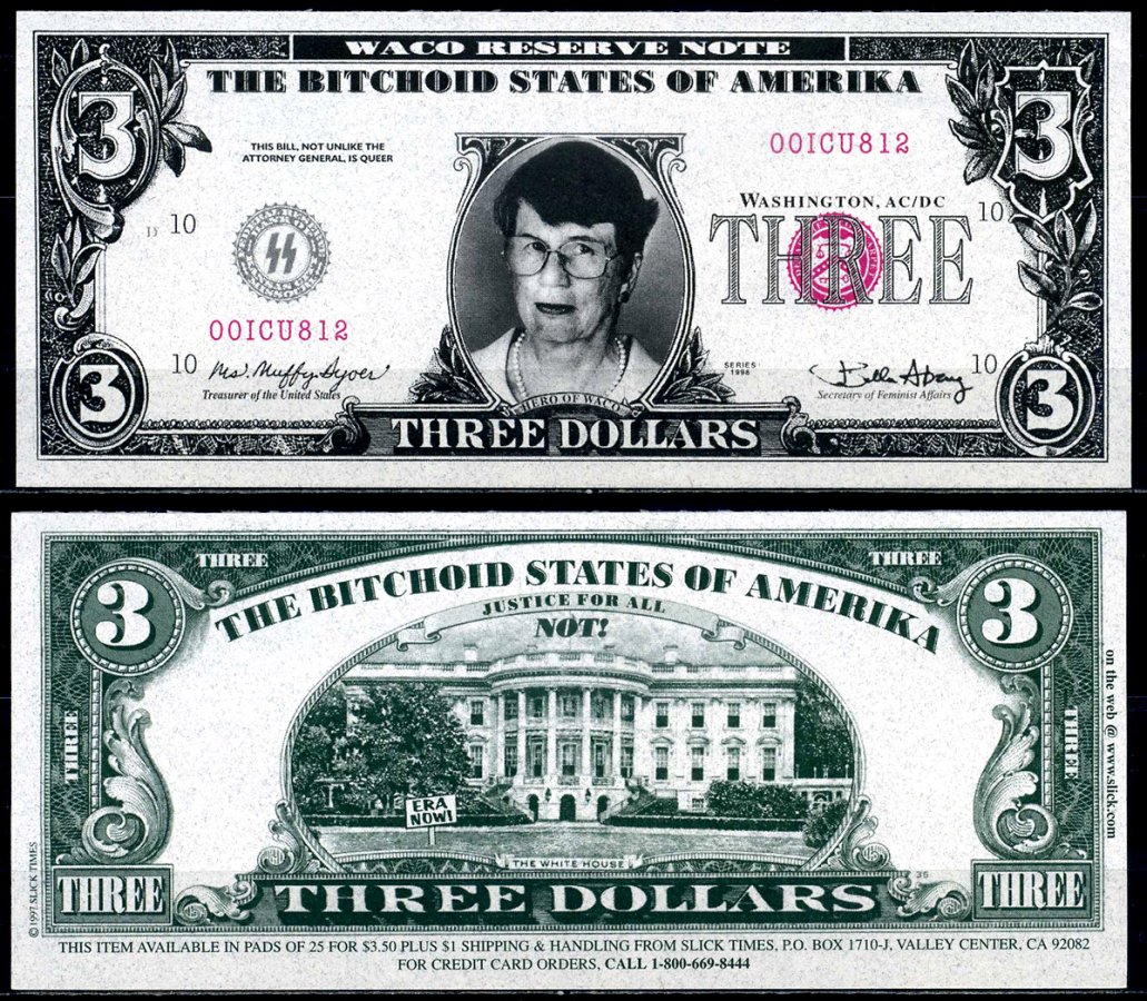 США 3 доллара 1997 сувенирная банкнота бумага UNC (пресс) 6287-46-1-2