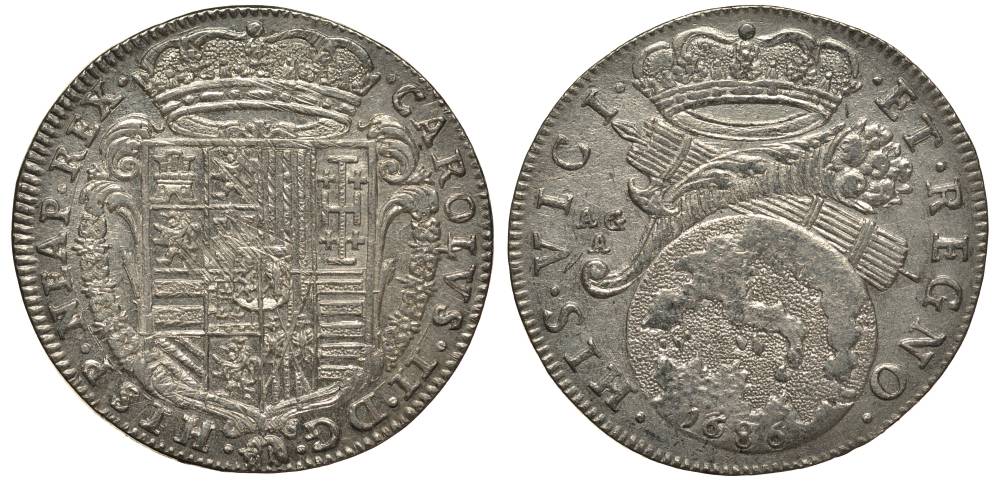 Неаполь и Сицилия тари (2 карлини) 1686 Карл II Испанский серебро 00-822-15