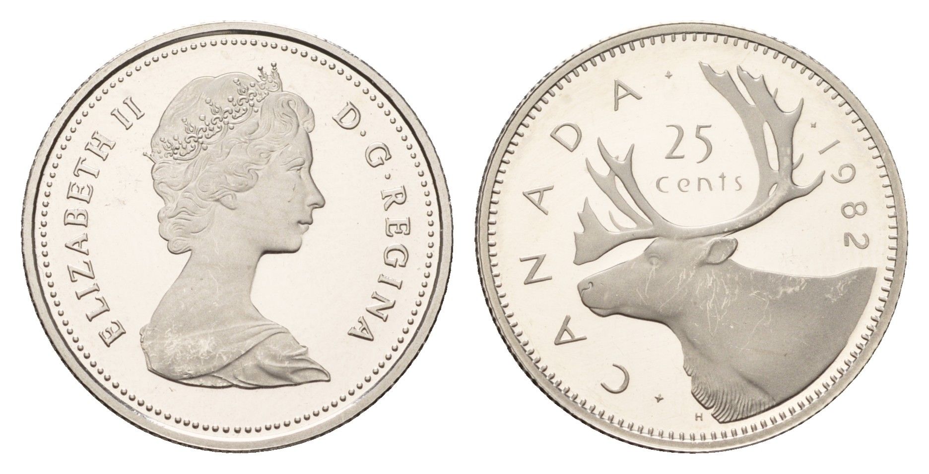 Канада 25 центов 1982 Елизавета II (1952-2022), олень KM 74 никель PROOF 633-1234