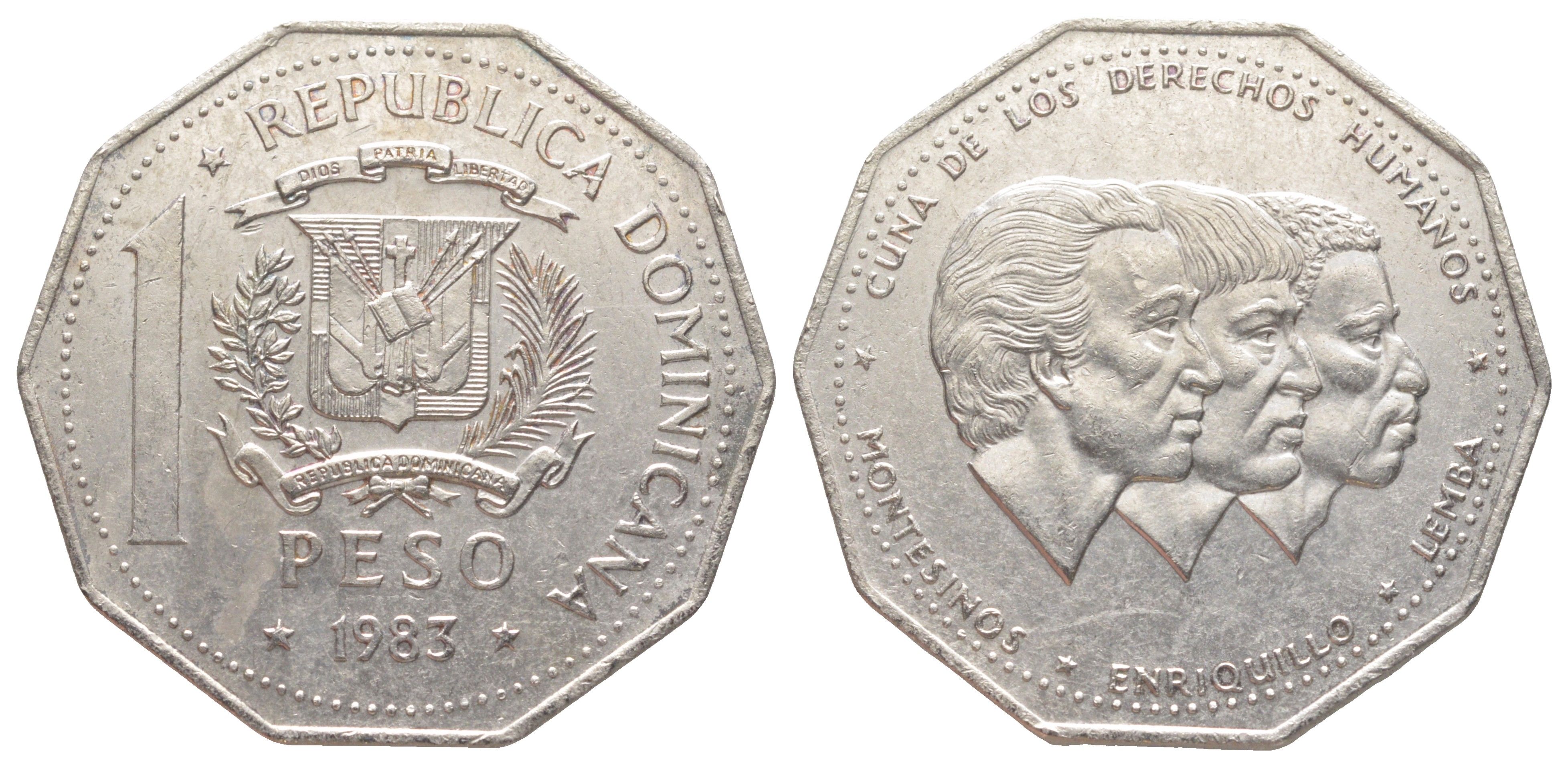 Доминиканская Республика (Доминикана) 1 песо 1983 KM 63.1 медно-никель UNC 650-1144
