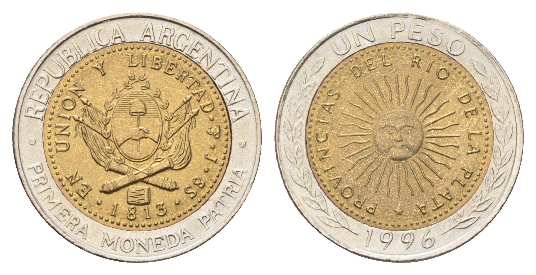 Аргентина 1 песо 1996 KM 112 биметалл UNC 4662-815