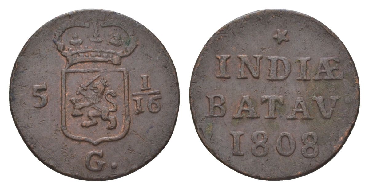 Нидерландская Восточная Индия, Голландия (Holland) 1 дуит 1808 KM 76 медь 4623-1144