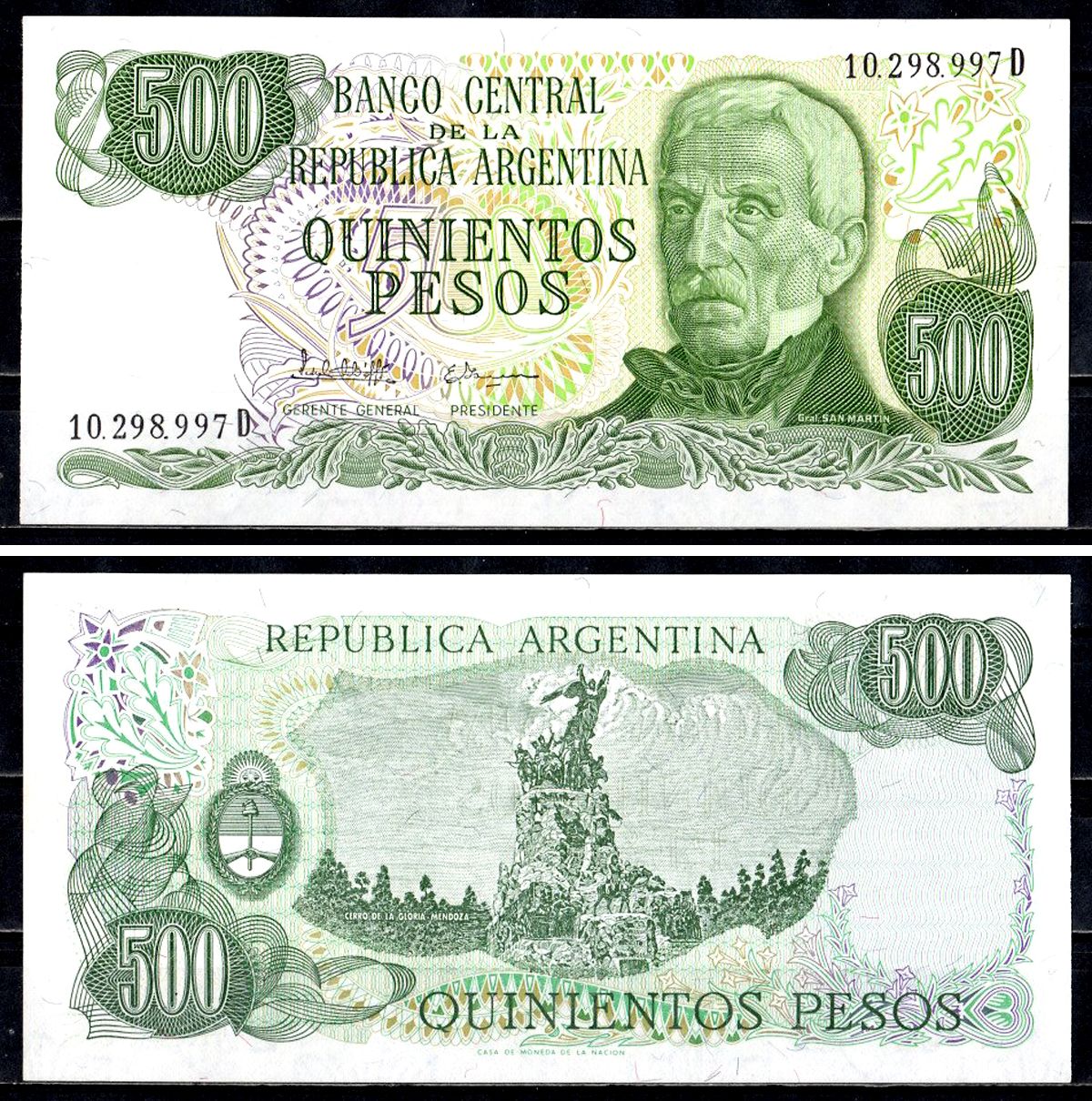 Аргентина 500 песо 1982 Pick 303 c бумага UNC (пресс) 6312-59-2-1