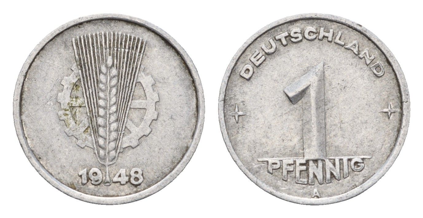 ГДР 1 пфенниг 1948 A KM 1 алюминий 192-137
