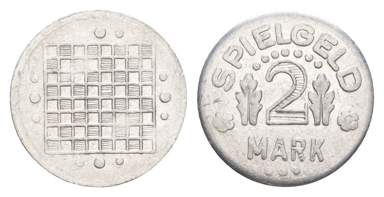 Германия игровой жетон в 2 марки ND разновидность - Шахматная доска с точками, вес 0,8 гр, диаметр 20 мм алюминий UNC 54-163
